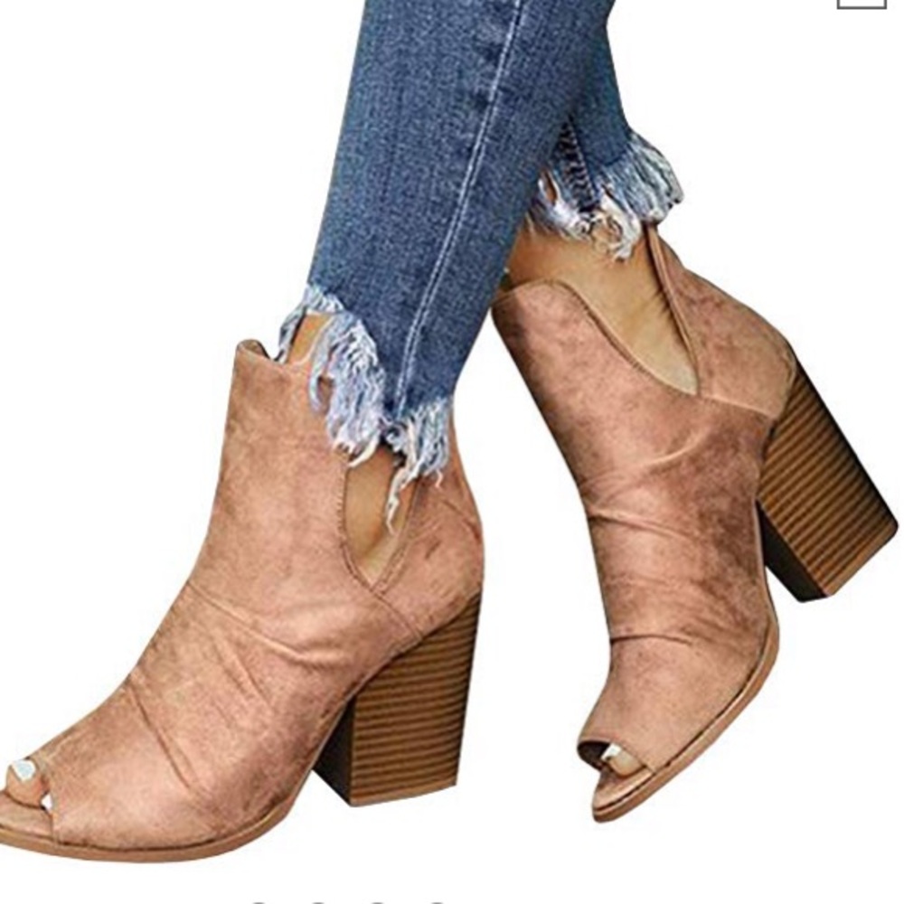 Ankle Heels Open Toe High Heel Chunky Boots